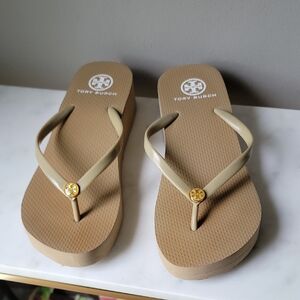 Tory Burch Tan Sandals with Gold Accent